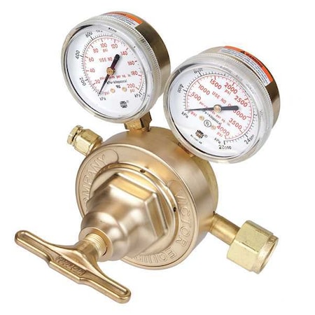Gas Regulator, Argon, Helium, Nitrogen, Single Stage, 0.965