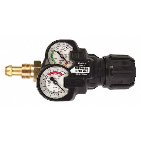 Gas Regulator, Argon, Helium, Nitrogen, Single Stage, 0.965