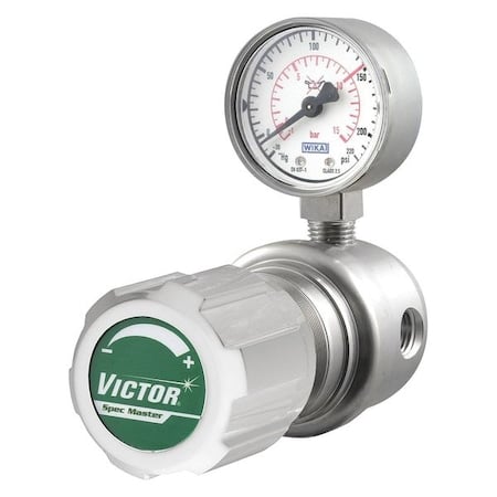 High Purity Gas Regulator, Argon, Helium, Nitrogen, Single Stage, 1/4 in Inlet, 1/4 in Outlet MPN:4000-9398