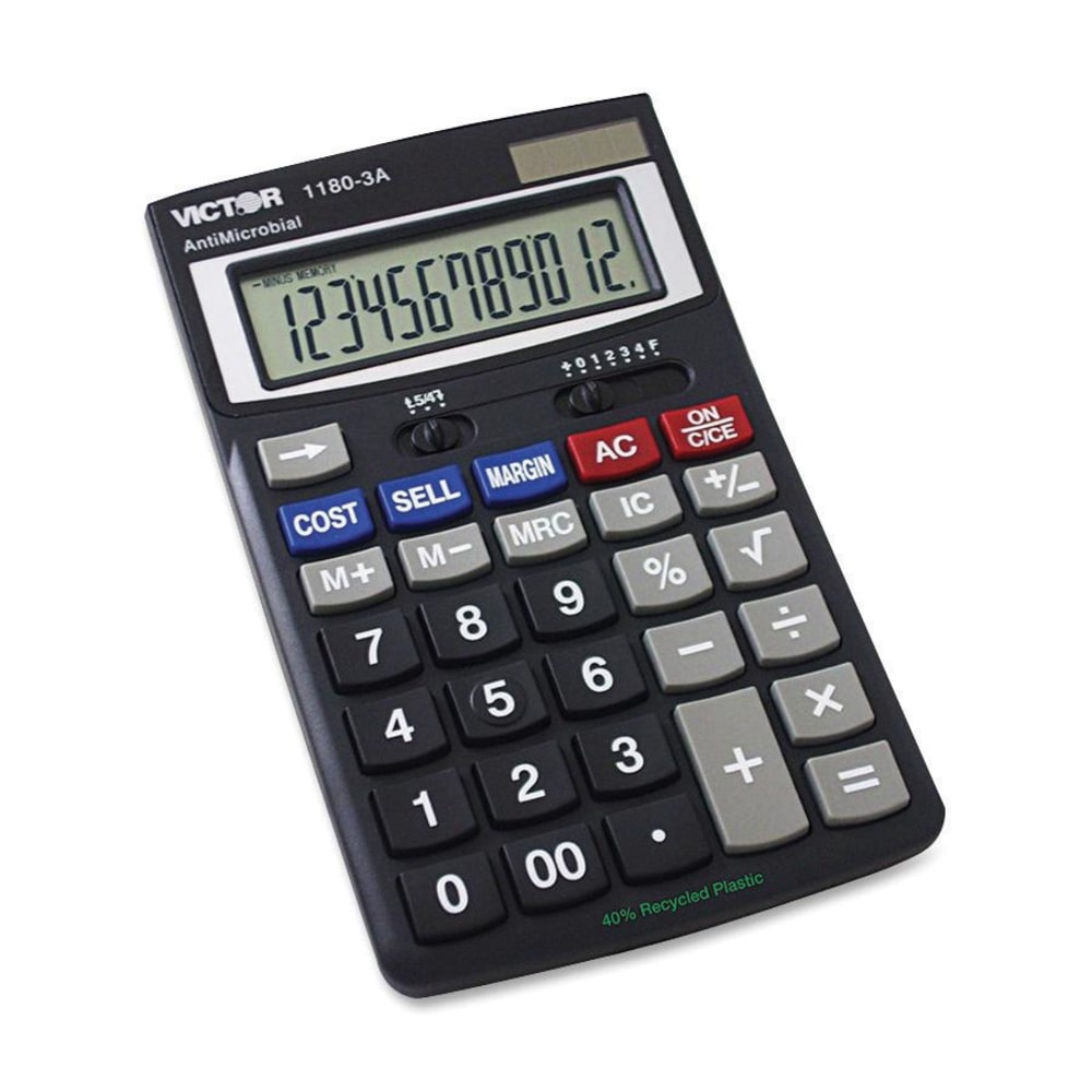 Victor 1180-3A 12-Digit Desktop Calculator With Antimicrobial Protection (Min Order Qty 3) MPN:11803A