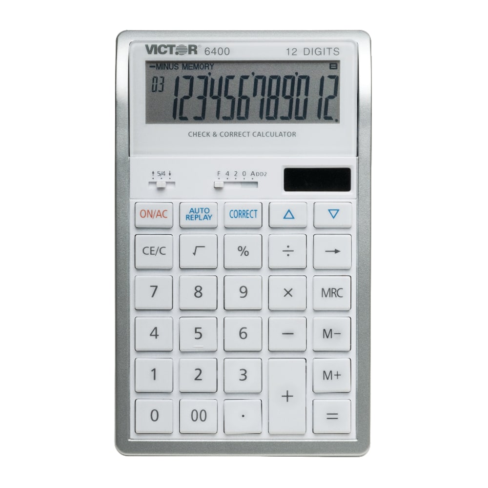 Victor 6400 12-Digit Desktop Calculator, White/Silver MPN:6400