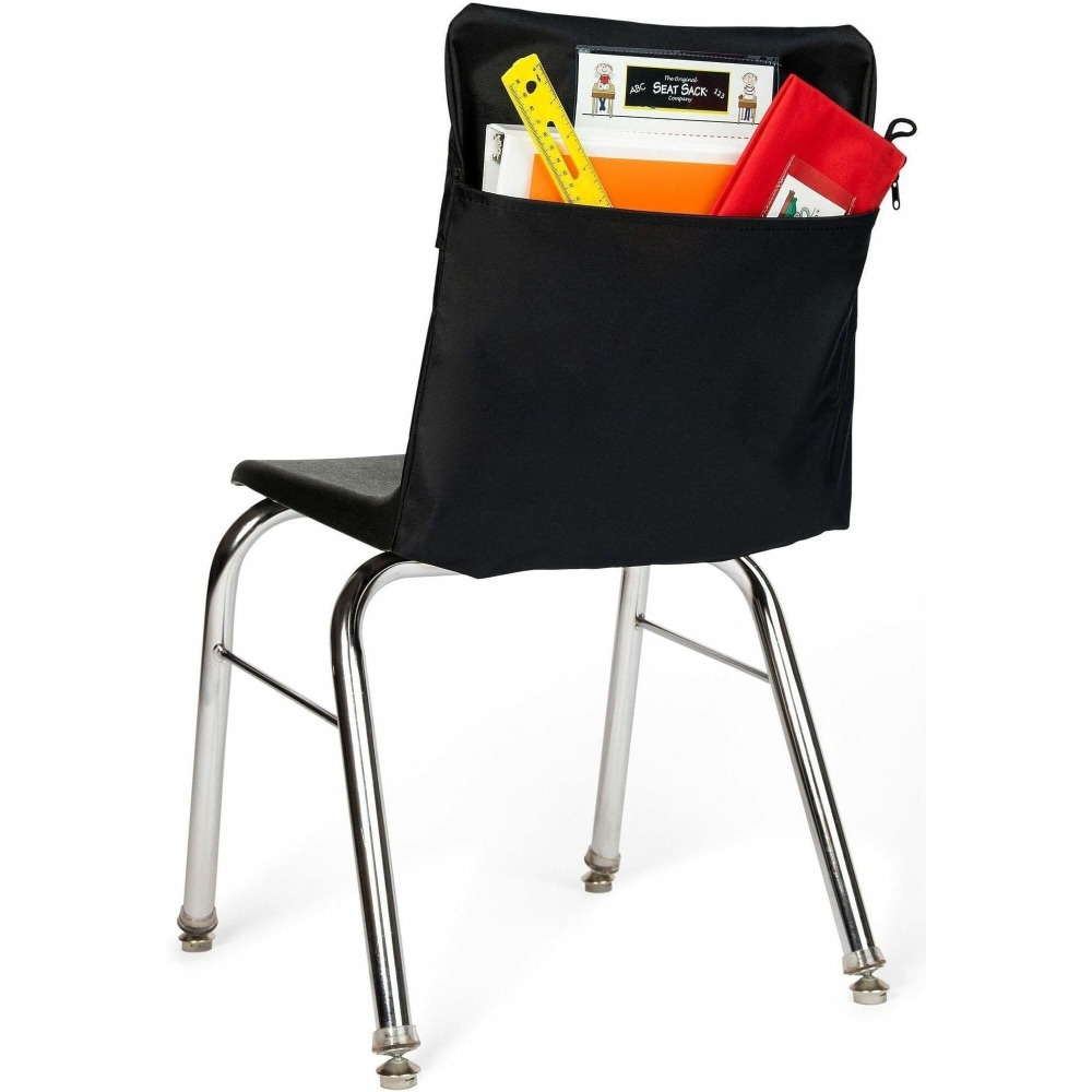 Seat Sack Classroom Pack One-Pocket Seat Sacks, 17inW x 2inD, Black, Poly Cotton, 1 Each, 30117 MPN:30117