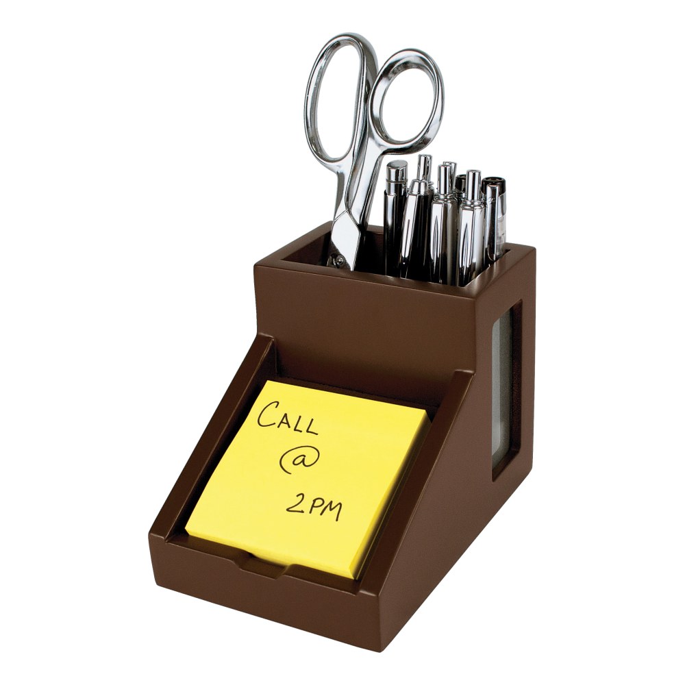Victor Mocha Brown Collection Pencil Cup With Note Holder, 4inH x 4 1/2inW x 6 3/10inD, Brown MPN:B9505