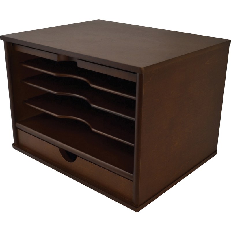 Victor Heritage Wood Desktop Organizer, 4 Compartment(s), 1 Drawer(s), 9.4inH x 13.3inW x 10.5inD, Desktop, Natural, Wood MPN:H4720