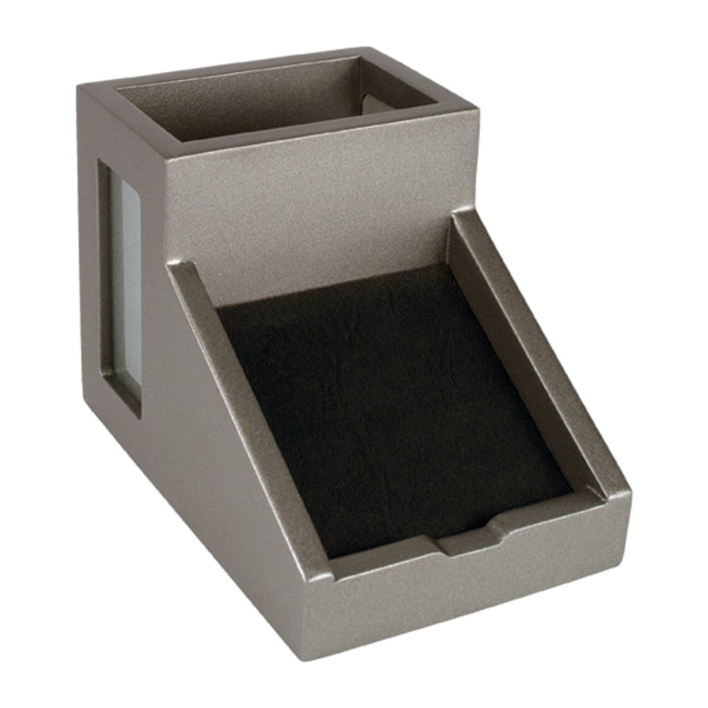 Victor Classic Silver Collection Pencil Cup With Note Holder, 4inH x 4 1/2inW x 6 3/10inD, Silver MPN:S9505