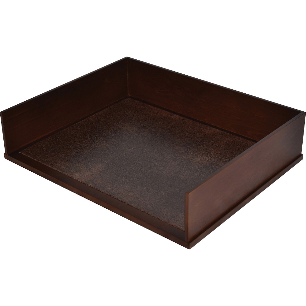Victor Heritage Wood Stacking Letter Tray - 1 Compartment(s) - 3.1in x 13.2inx 10.6in Depth - Desktop - Natural - Faux Leather, Wood - 1 Each - H1154 MPN:H1154