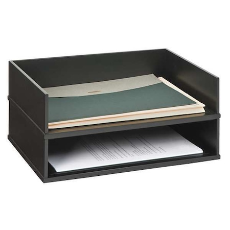 Letter Tray, Black, Wood, 13 1/2 in W, 10 3/4 in L, 3 1/10 in H, 1 Number of Compartments MPN:1154-5