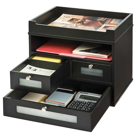 Drawer with Letter Tray, Black, Wood, 12 3/4 in W, 10 5/8 in L, 10 7/8 in H, 10.6