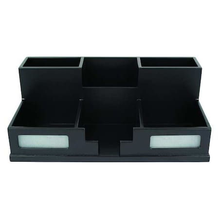 Desktop Organizer, Black, Wood, 5-1/2 in. H MPN:9525-5