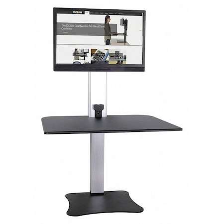 Electric Single Monitor Standing Desk Electric Sit-Stand Desk, 23 in D X Yes H, 28 in W X MPN:DC400