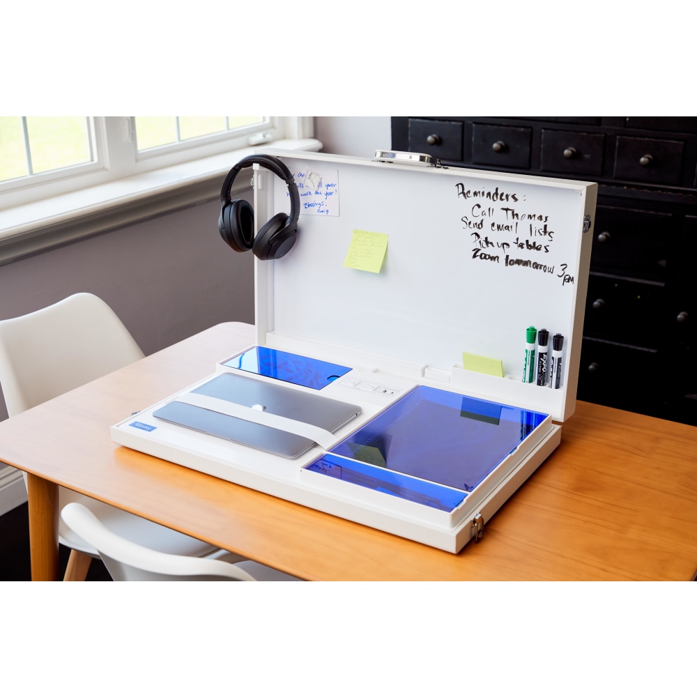 Victor Worky 15-in-1 Home Office Portable Mobile Workstation Desk With Built-in Storage, 16-1/2inH x 26inW x 3-1/2inD, White MPN:THO-01