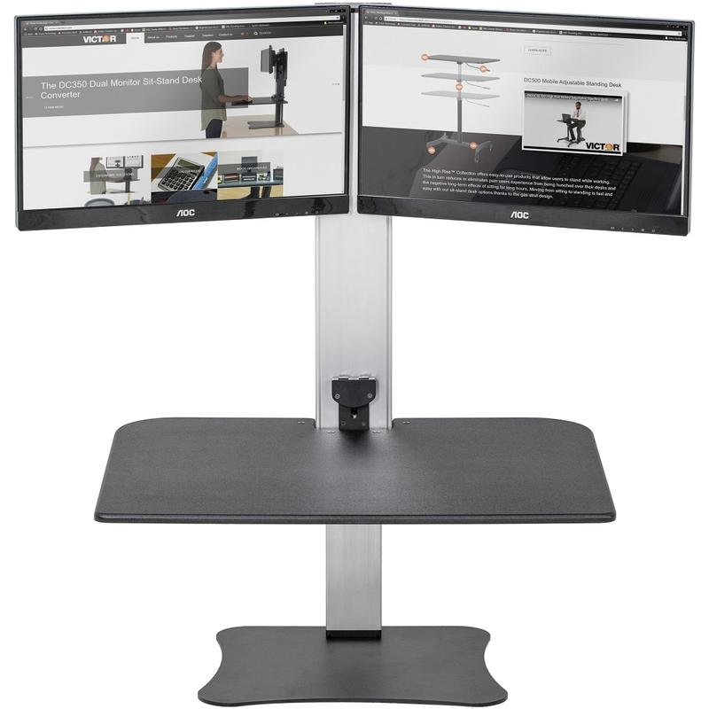 Victor High Rise DC450 Electric Dual Monitor Standing Desk Riser, Black/Silver MPN:DC450