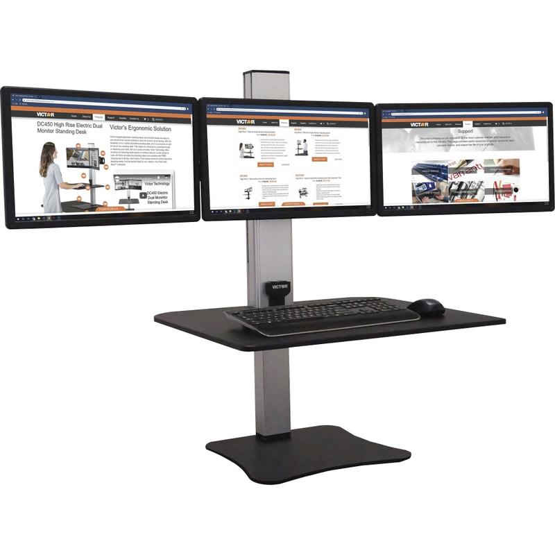 Victor DC475 High Rise Electric Triple Monitor Standing Desk - 23in to 34in Screen Support - 37.50 lb Load Capacity - DC475 MPN:DC475
