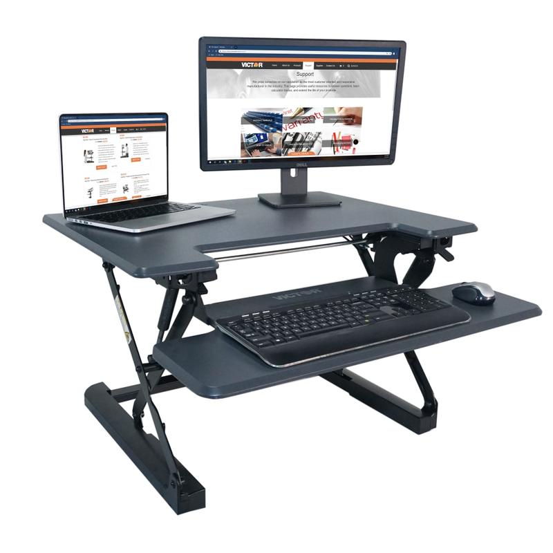 Victor High Rise DCX710 Height-Adjustable Standing Desk Riser, 31in, Gray/Black MPN:DCX710