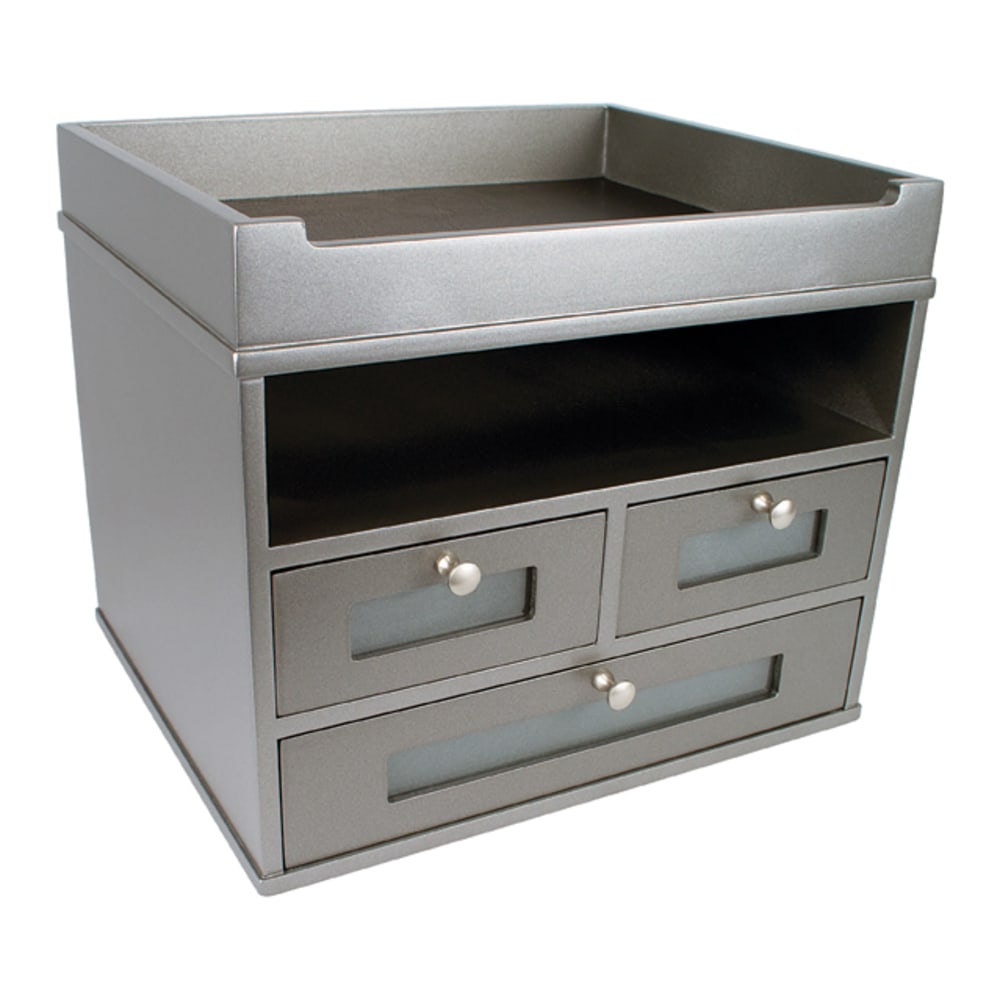 Victor Tidy Tower Desk Organizer, 10 3/4inH x 12 3/10inW x 10 3/4inD, Classic Silver MPN:S5500