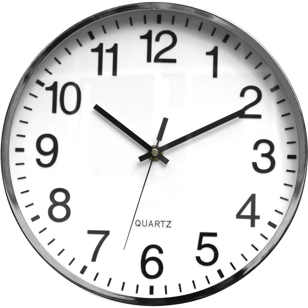 Victory Light Silent Chrome Wall Clock - Chrome, White Case - Wood MPN:TC6646AC