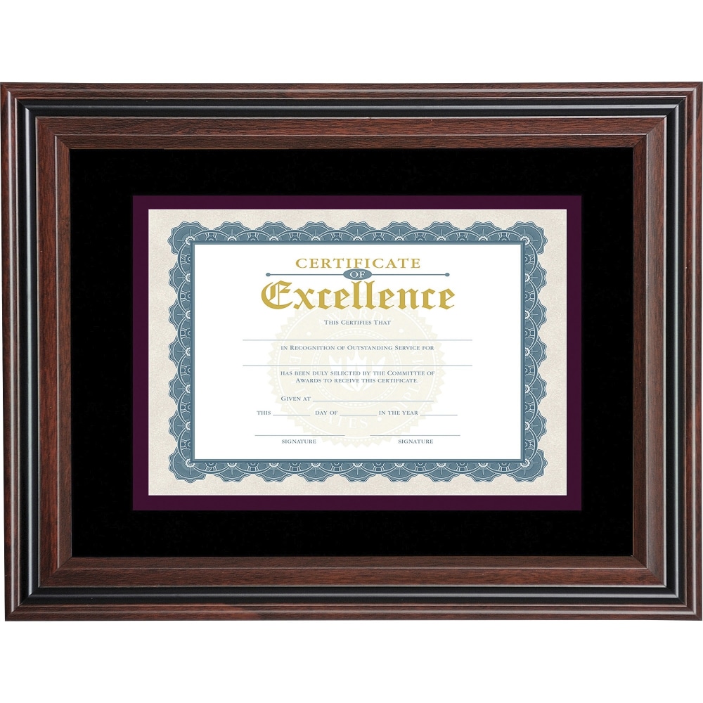 Advantus Double Matted Certificate Picture Frame, 11in x 14in With Mat, Rosewood MPN:VS4501B114