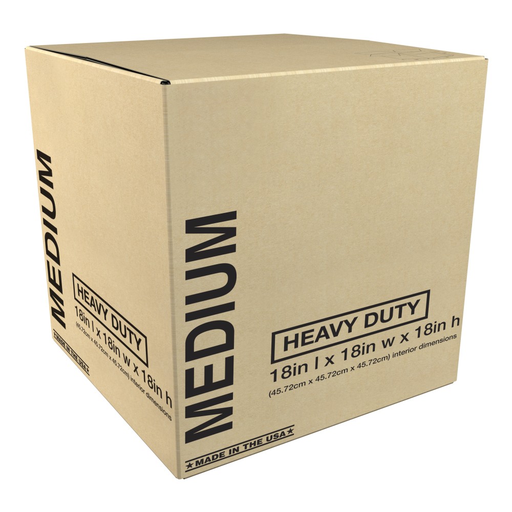 Heavy-Duty Corrugated Moving Box, 18inH x 18inW x 18inD, Kraft MPN:1644640