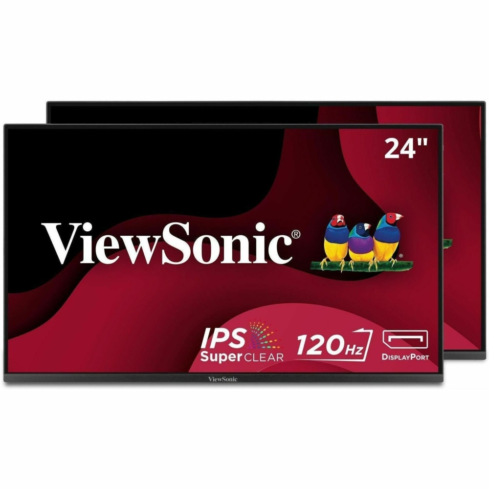 ViewSonic VA2456A-MHD_H2 Dual Monitor Pack Head-Only 1080p IPS Frameless Monitors with 120Hz, VESA Mountable MPN:VA2456A-MHD_H2