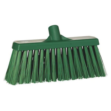 12 in Sweep Face Broom Head, Stiff, Synthetic, Green MPN:29152