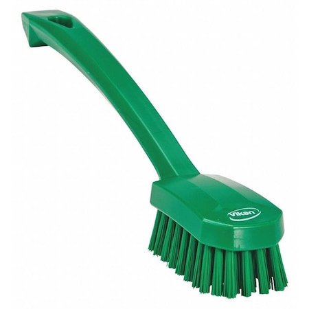 1 37/64 in W Scrub Brush, Medium, 7 45/64 in L Handle, 3 in L Brush, Green, Plastic MPN:30882