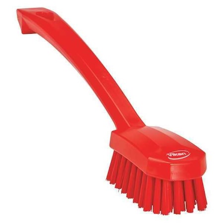 1 37/64 in W Scrub Brush, Medium, 7 45/64 in L Handle, 3 in L Brush, Red, Plastic MPN:30884