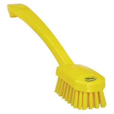 1 37/64 in W Scrub Brush, Medium, 7 45/64 in L Handle, 3 in L Brush, Yellow, Plastic MPN:30886