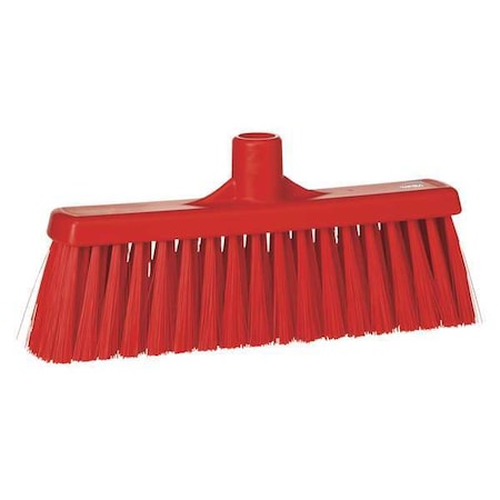 12 in Sweep Face Broom Head, Stiff, Synthetic, Red MPN:31664