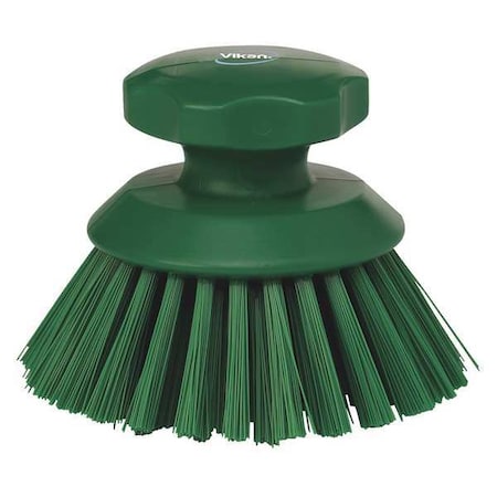 3 3/4 in W Scrub Brush, Stiff, 3 in L Handle, 3 3/4 in L Brush, Green, Plastic, 5 in L Overall MPN:38852