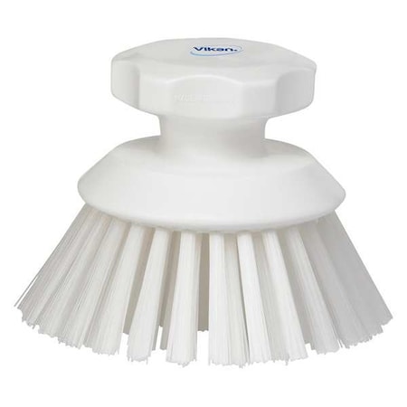 3 3/4 in W Scrub Brush, Stiff, 3 in L Handle, 3 3/4 in L Brush, White, Plastic, 5 in L Overall MPN:38855