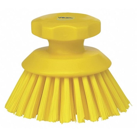 3 3/4 in W Scrub Brush, Stiff, 3 in L Handle, 3 3/4 in L Brush, Yellow, Plastic, 5 in L Overall MPN:38856