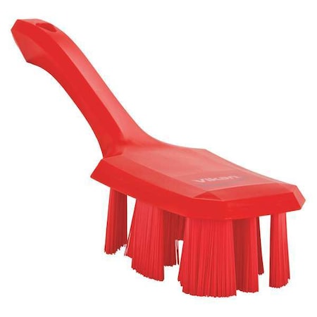 2 7/8 in W Scrub Brush, Stiff, 5 3/4 in L Handle, 4 3/4 in L Brush, Red, Plastic, 10 in L Overall MPN:41794