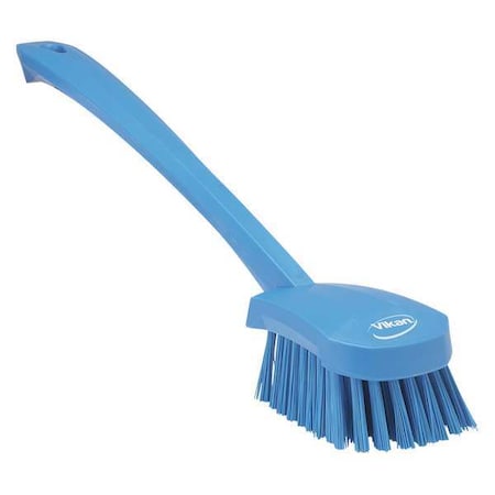 2 3/4 in W Scrub Brush, Stiff, 11 51/64 in L Handle, 4 1/2 in L Brush, Blue, Plastic MPN:41863