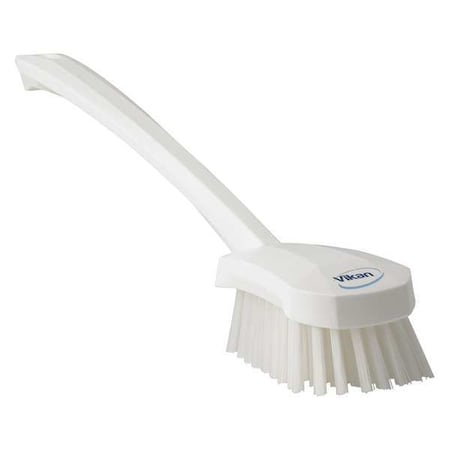 2 3/4 in W Scrub Brush, Stiff, 11 51/64 in L Handle, 4 1/2 in L Brush, White, Plastic MPN:41865