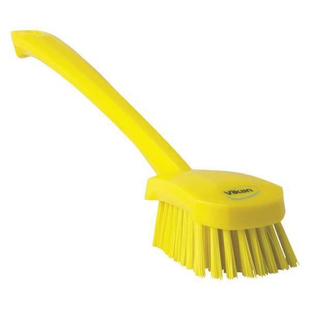 2 3/4 in W Scrub Brush, Stiff, 11 51/64 in L Handle, 4 1/2 in L Brush, Yellow, Plastic MPN:41866