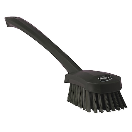 2 3/4 in W Scrub Brush, Stiff, 11 51/64 in L Handle, 4 1/2 in L Brush, Black, Plastic MPN:41869