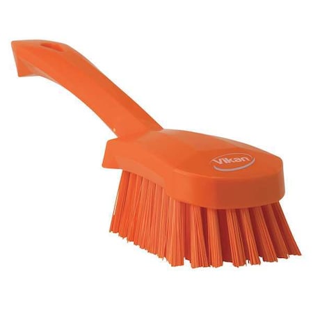 3 in W Scrub Brush, Stiff, 5 57/64 in L Handle, 4 1/2 in L Brush, Orange, Plastic, 10 in L Overall MPN:41927