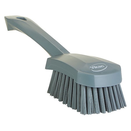 3 in W Scrub Brush, Stiff, 5 57/64 in L Handle, 4 1/2 in L Brush, Gray, Plastic, 10 in L Overall MPN:419288