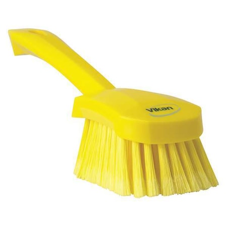 3 in W Scrub Brush, Soft, 5 57/64 in L Handle, 4 1/2 in L Brush, Yellow, Plastic, 10 in L Overall MPN:41946