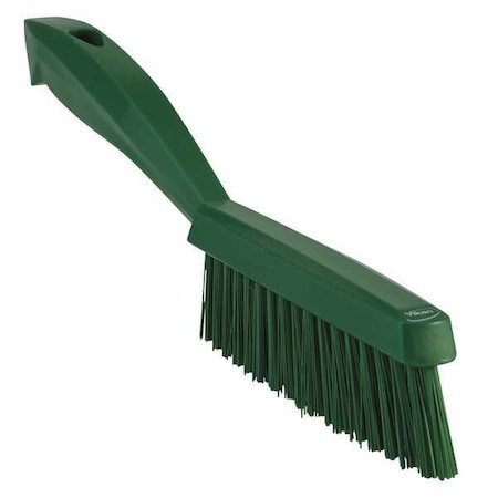 13/16 in W Scrub Brush, Stiff, 11 51/64 in L Handle, 5 51/64 in L Brush, Green, Plastic MPN:41952
