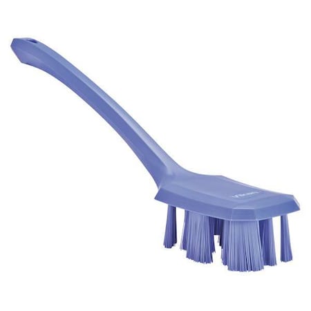 2 7/8 in W Scrub Brush, Stiff, 11 1/4 in L Handle, 4 3/4 in L Brush, Purple, Plastic MPN:41968