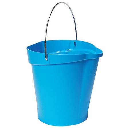 3 1/4 gal Round Bucket, 12-3/4 in H, 12 4/5 in Dia, Blue, Polypropylene/Stainless Steel MPN:56863