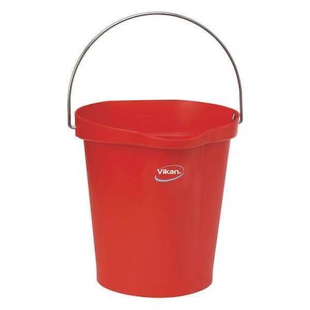 3 1/4 gal Round Bucket, 12-3/4 in H, 12 4/5 in Dia, Red, Polypropylene/Stainless Steel MPN:56864