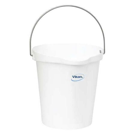 3 1/4 gal Round Bucket, 12-3/4 in H, 12 4/5 in Dia, White, Polypropylene/Stainless Steel MPN:56865