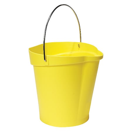 3 1/4 gal Round Bucket, 12-3/4 in H, 12 4/5 in Dia, Yellow, Polypropylene/Stainless Steel MPN:56866