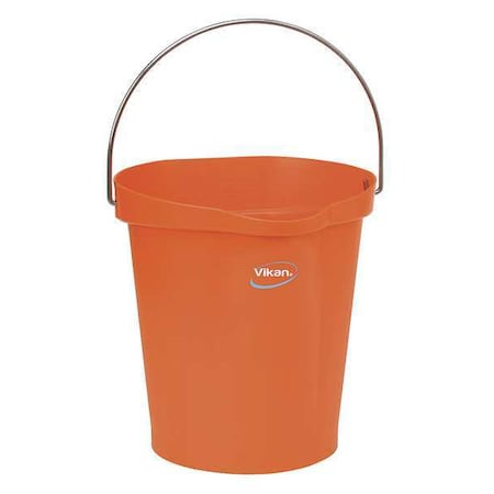 3 1/4 gal Round Bucket, 12-3/4 in H, 12 4/5 in Dia, Orange, Polypropylene/Stainless Steel MPN:56867
