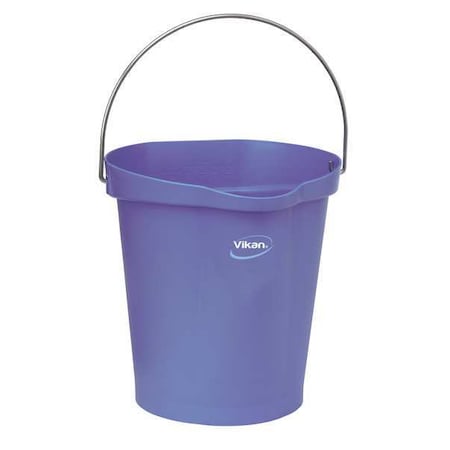 3 1/4 gal Round Bucket, 12-3/4 in H, 12 4/5 in Dia, Purple, Polypropylene/Stainless Steel MPN:56868