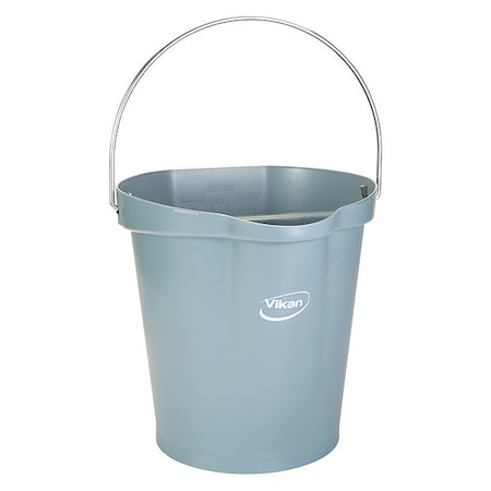 3 1/4 gal Round Bucket, 12 4/5 in Dia, Gray, Polypropylene/Stainless Steel MPN:568688