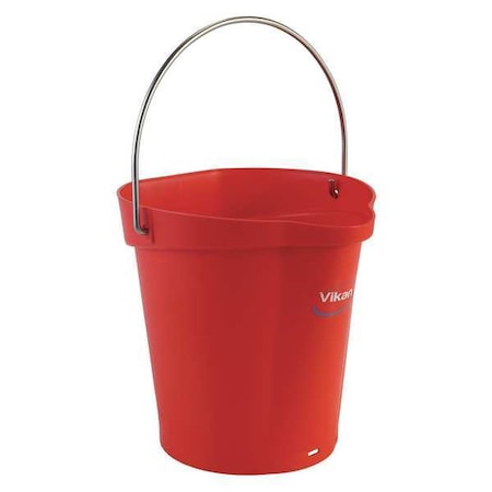 1 1/2 gal Round Bucket, 9 19/32 in Dia, Red, Polypropylene/Stainless Steel MPN:56884