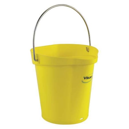1 1/2 gal Round Bucket, 9 19/32 in Dia, Yellow, Polypropylene/Stainless Steel MPN:56886